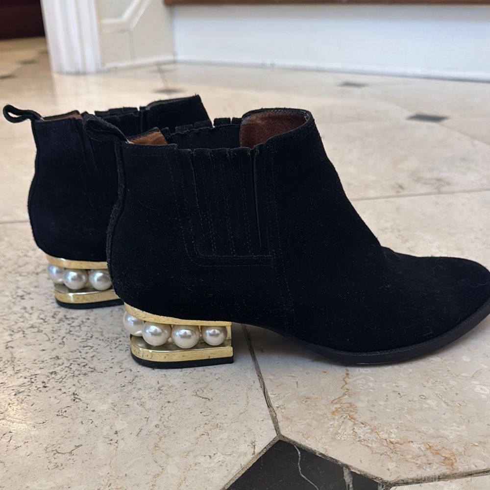 Jeffery Campbell Black Suede Pearl Booties